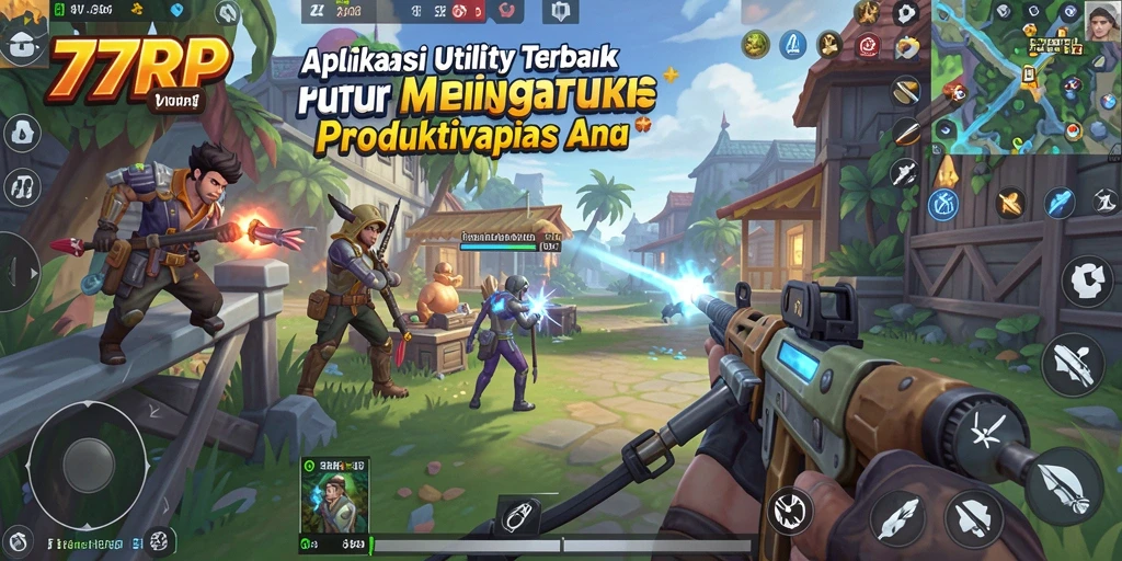 Screenshot utama ini menampilkan antarmuka pengguna aplikasi 77RP yang ramah dan sederhana.