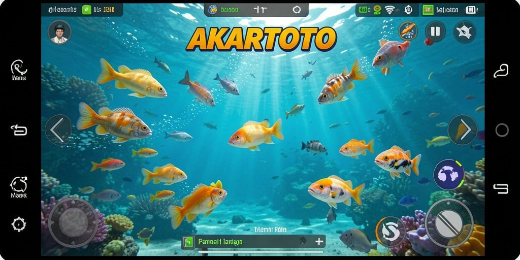 Tampilan gameplay seru dengan aksi menembak ikan.