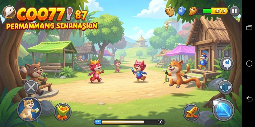 Tampilan gameplay COO77 yang ceria dan menarik saat dimainkan.