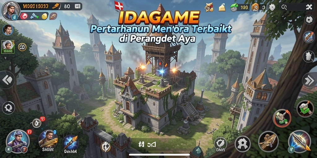 Tampilan menarik dari gameplay IDAGAME dalam Tower Defense.