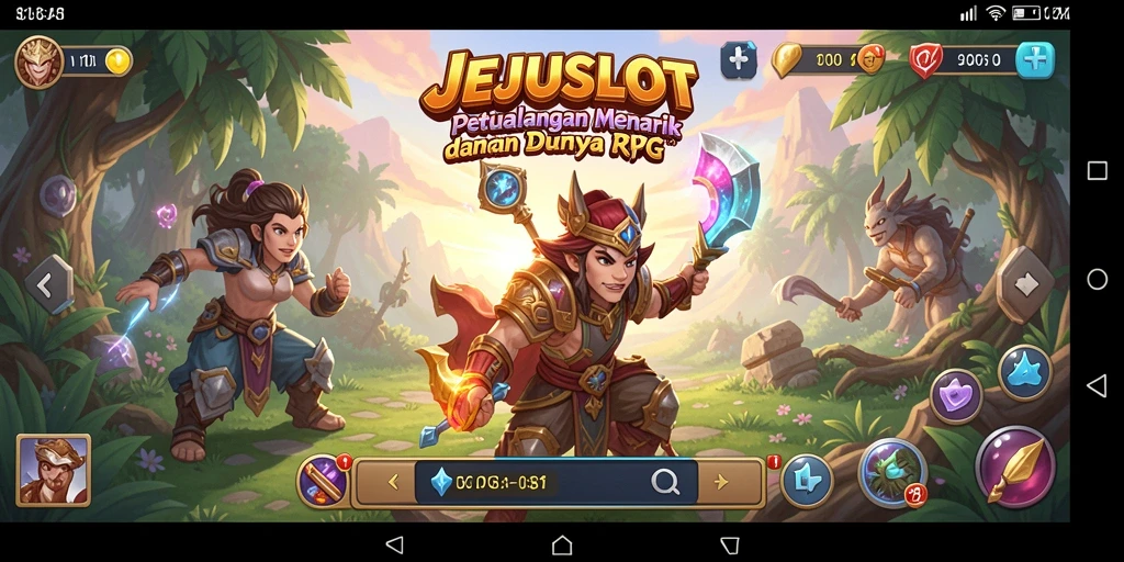 Tampilan gameplay seru di JEJUSLOT dengan pertempuran RPG yang mendebarkan.