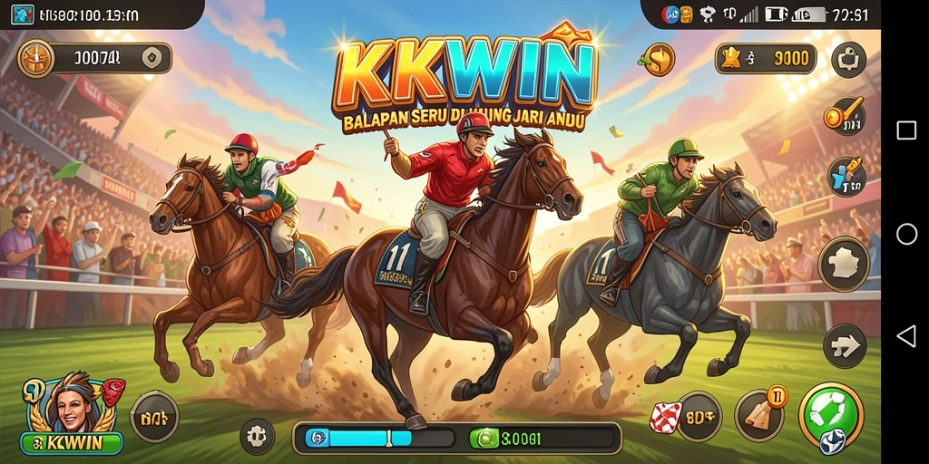 Screenshot gameplay KKWIN yang menunjukkan aksi balapan seru.