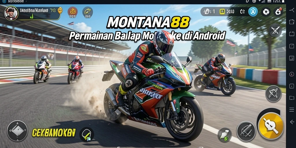 Tampilan gameplay mendebarkan dalam permainan balap motor MONTANA88.