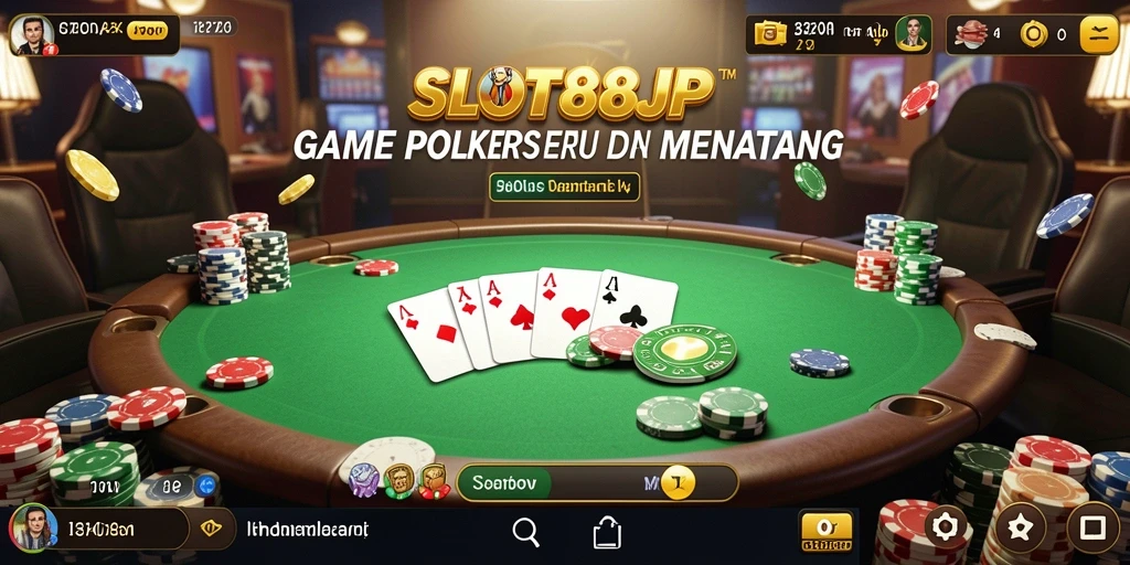 Screenshot menampilkan gameplay seru dalam permainan Poker SLOT88JP.