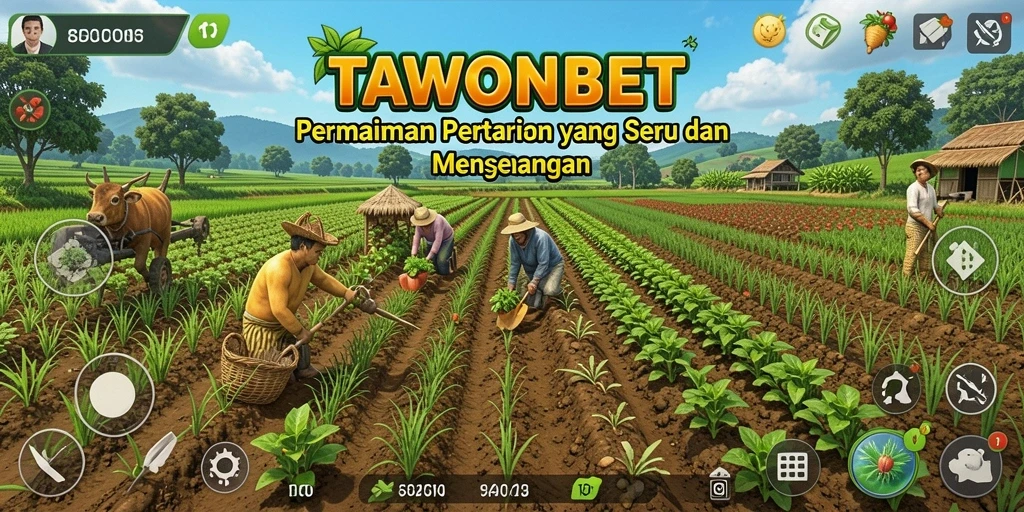 Screenshot gameplay TAWONBET menampilkan aktivitas bertani yang realistis.